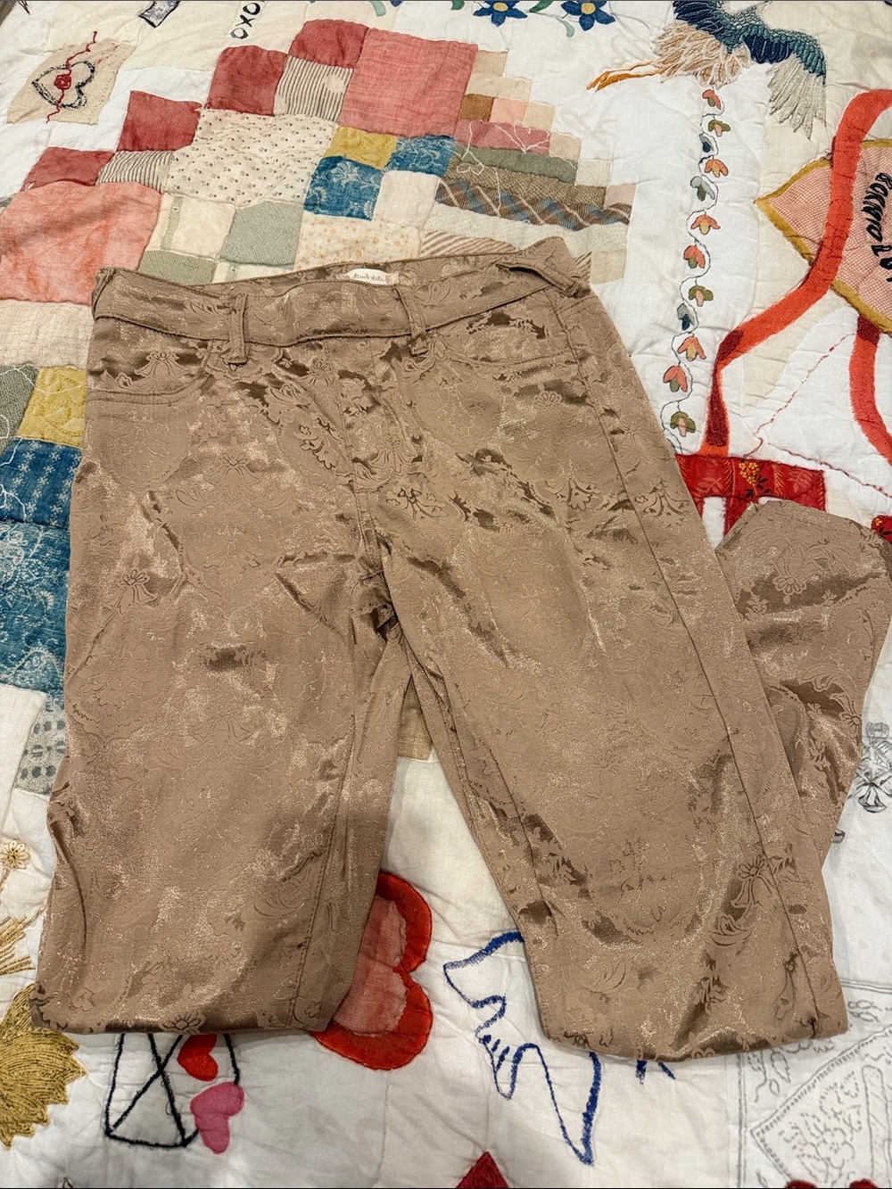 Altar'd State Tan Jacquard Skinny Pants